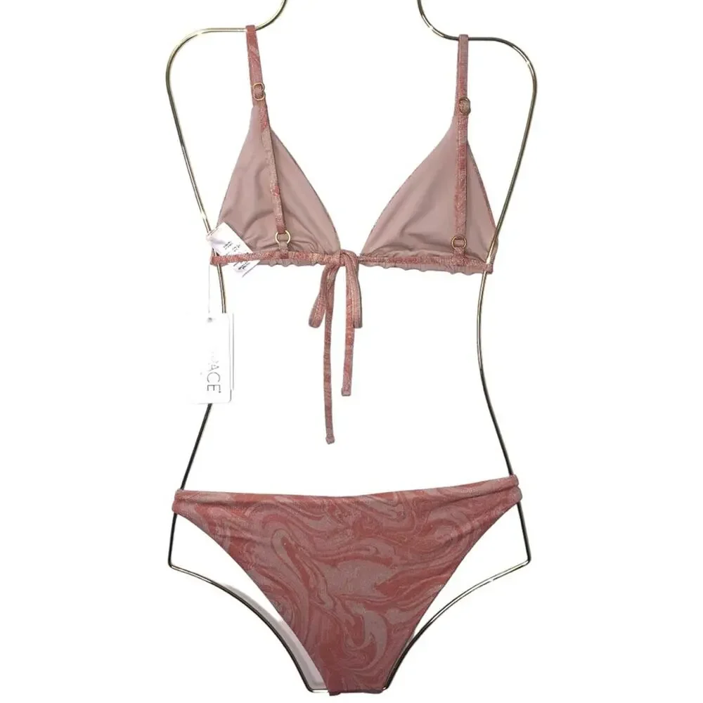 L*Space Bikini Brittany Top Camacho Bottom Metallic Tie Die Swirl Large